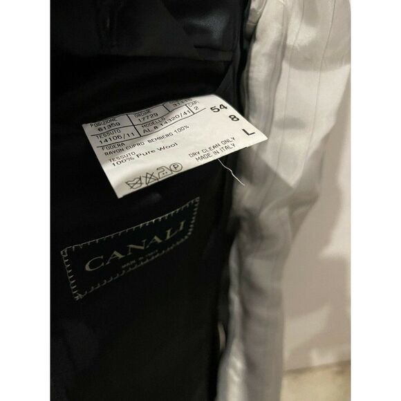CANALI Men's Two Piece Sports Coat Vest Charcoal Gray Orange Striped Size 44 L - Picture 11 of 11